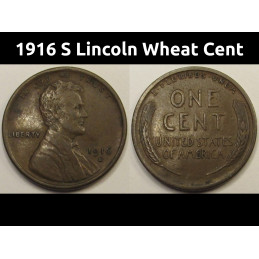 1916 S Lincoln Wheat Cent -...