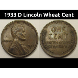 1933 D Lincoln Wheat Cent - better grade Great Depression era American penny