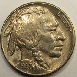 1937 S Buffalo Nickel - antique uncirculated San Francisco mintmark coin