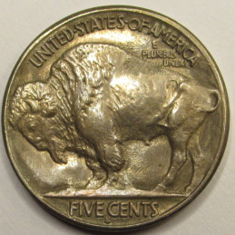 1937 S Buffalo Nickel - antique uncirculated San Francisco mintmark coin