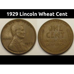 1929 Lincoln Wheat Cent - antique higher grade American penny coin
