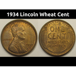 1934 Lincoln Wheat Cent - uncirculated Great Depression era American penny