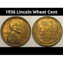 1936 Lincoln Wheat Cent - uncirculated toned antique penny