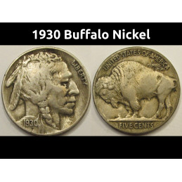 1930 Buffalo Nickel - full horn Great Depression era antique coin