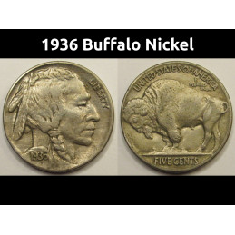 1936 Buffalo Nickel - higher grade antique American coin