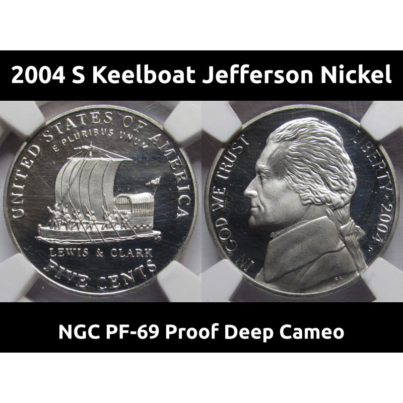 2004 S Keelboat Jefferson Nickel - keelboat design vintage American coin