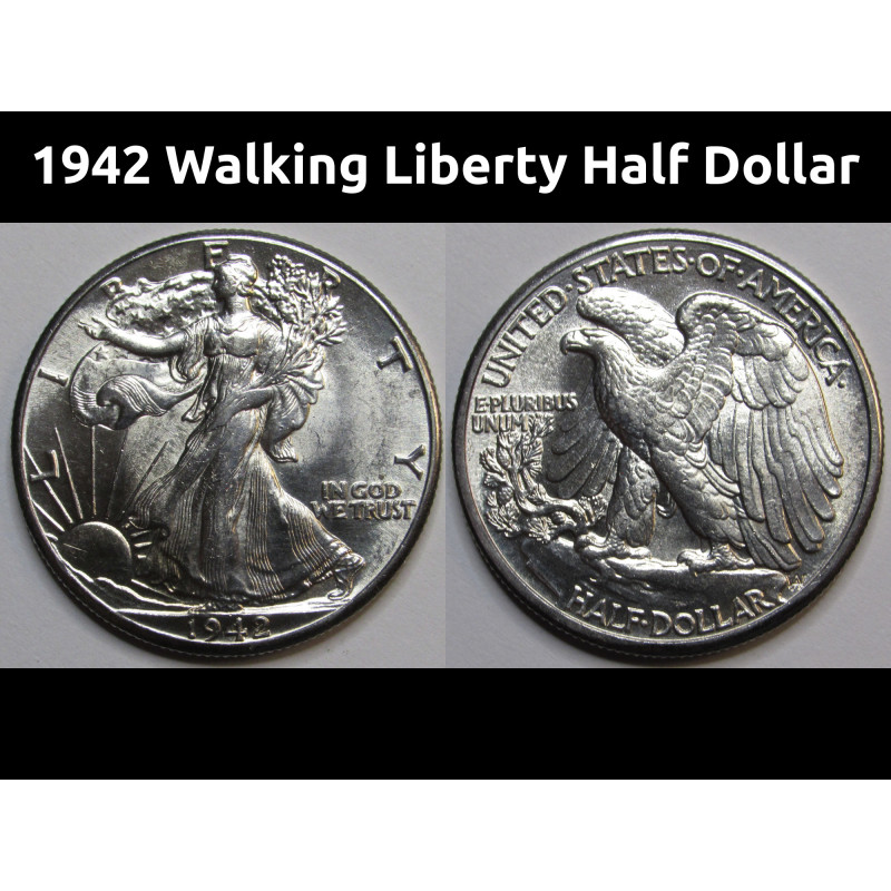 1942 Walking Liberty Half Dollar - uncirculated antique American silver fifty cent coin