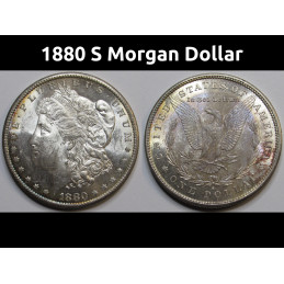 1880 S Morgan Dollar - uncirculated toned American silver dollar coin