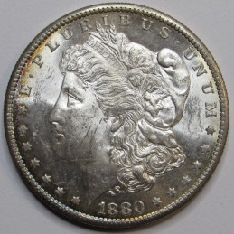 1880 S Morgan Dollar - uncirculated toned American silver dollar coin