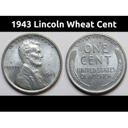 1943 Lincoln Wheat Cent - vintage steel uncirculated American penny