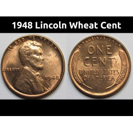 1948 Lincoln Wheat Cent - uncirculated antique American wheat penny