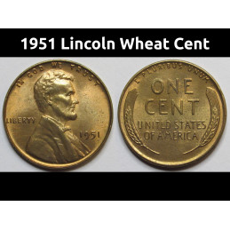 1951 Lincoln Wheat Cent - uncirculated antique American wheat penny