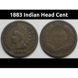 1883 Indian Head Cent - old antique Wild West era American penny
