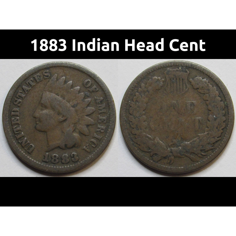 1883 Indian Head Cent - old antique Wild West era American penny