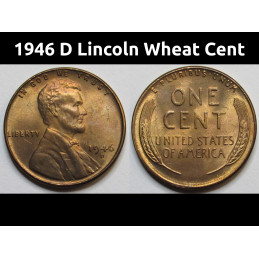 1946 D Lincoln Wheat Cent - antique Denver mintmark American wheat penny
