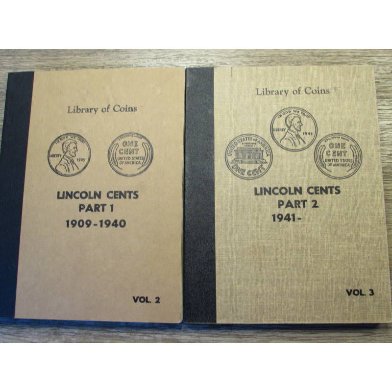 Set of 2 Library of Coins albums - Lincoln Cents - 1909 to 1964