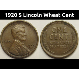 1920 S Lincoln Wheat Cent - higher grade San Francisco mintmark American penny