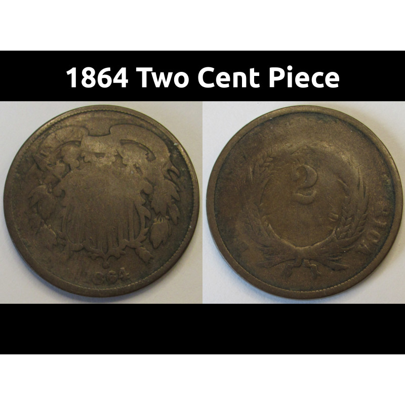 1864 Two Cent Piece - antique Civil War era copper coin