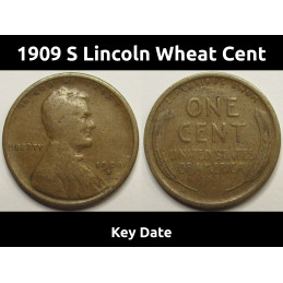 1909 S Lincoln Wheat Cent -...