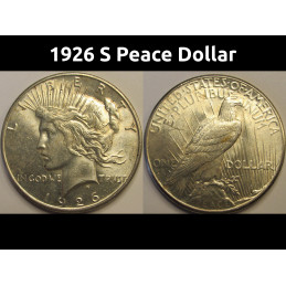 1926 S Peace Dollar - uncirculated San Francisco silver dollar coin