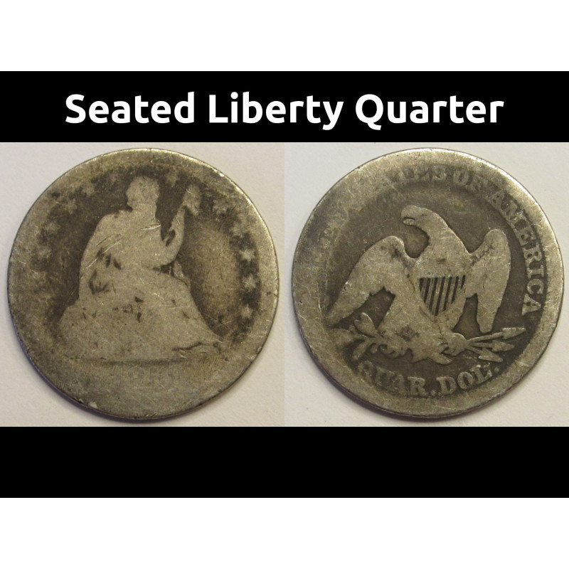 Seated Liberty Quarter - 1800s dateless antique silver coin