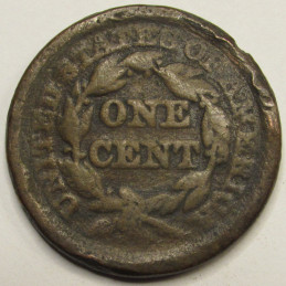 1851 Braided Hair Large Cent - antique American copper penny
