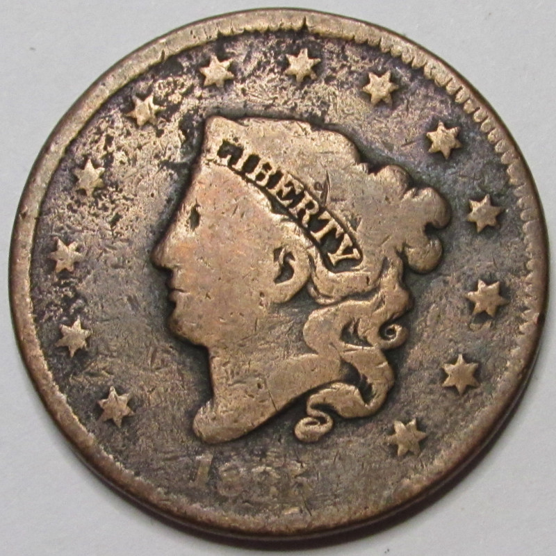 1835 Matron Head Large Cent - very old US copper coin