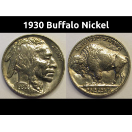 1930 Buffalo Nickel - antique nice condition American five cent coin