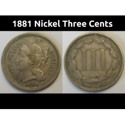 1881 Nickel Three Cents -...