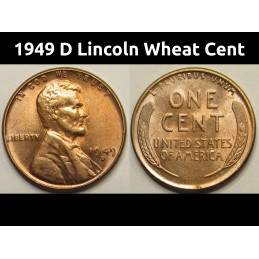 1949 D Lincoln Wheat Cent - uncirculated Denver mintmark American wheat penny
