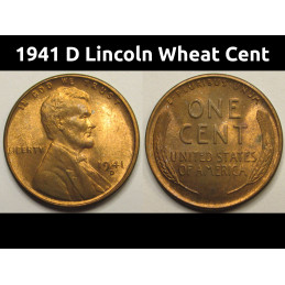 1941 D Lincoln Wheat Cent - antique uncirculated American penny