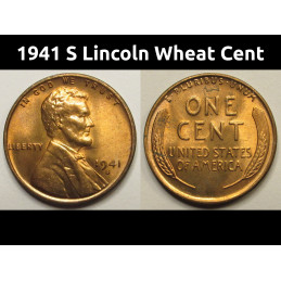 1941 S Lincoln Wheat Cent - uncirculated antique American coin