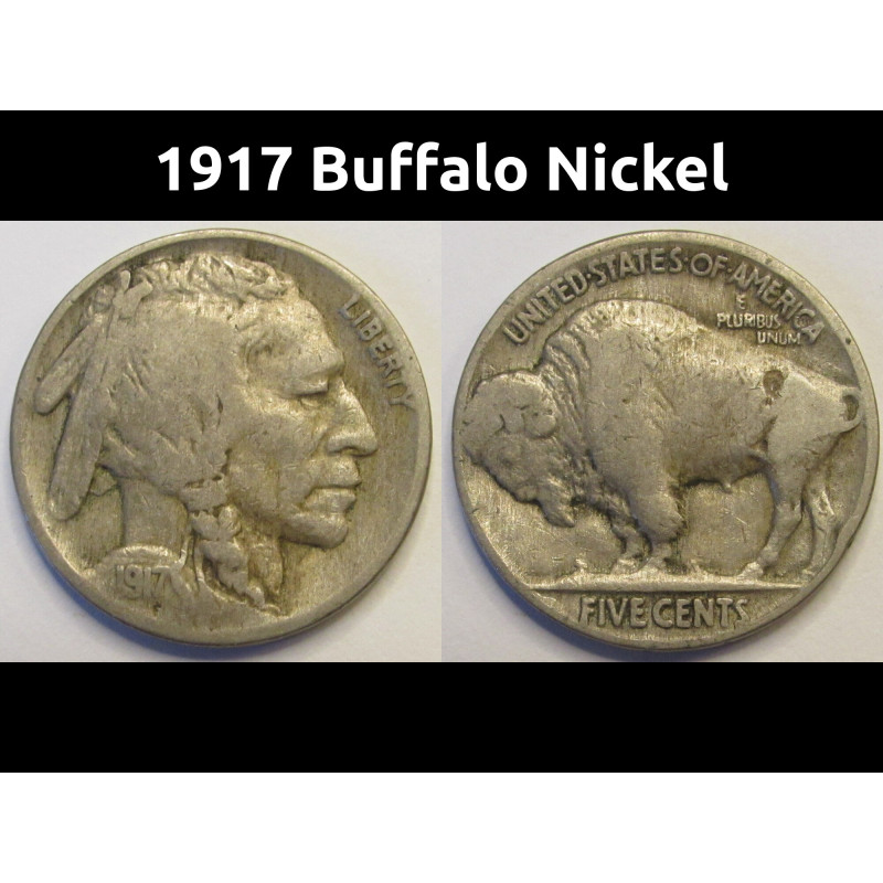 1917 Buffalo Nickel antique American five cent coin