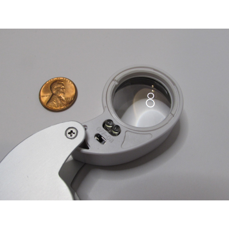 25mm Illuminated LED Loupe Magnifier for Jewelry & Coins 40X