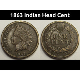 1863 Indian Head Cent - antique better condition cupronickel American penny