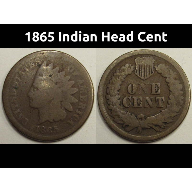 1865 Indian Head Cent - antique Civil War era issue American penny