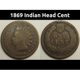 1869 Indian Head Cent - better date antique American penny