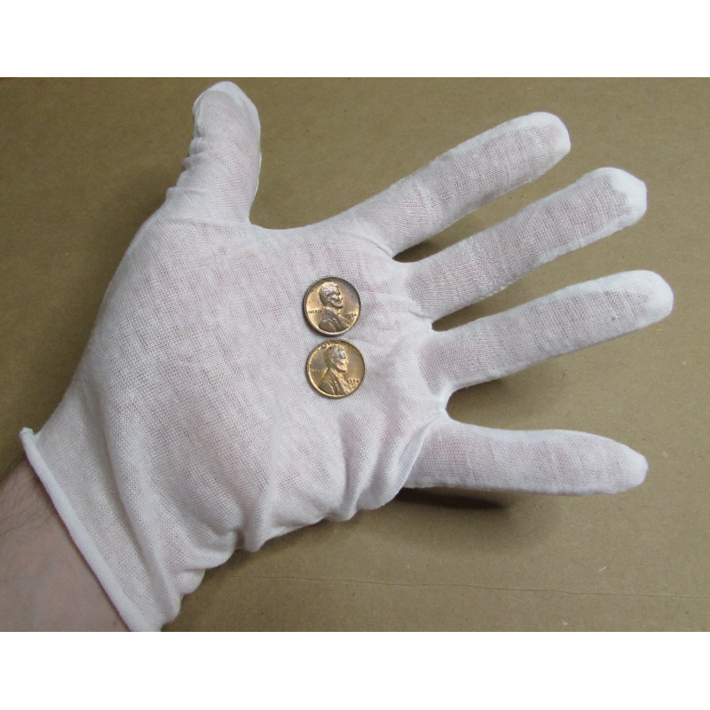Cotton lisle white gloves for jewelry / coin inspection & handling