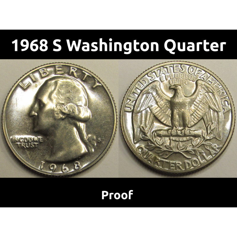 1968 S Washington Quarter - vintage proof finish American coin