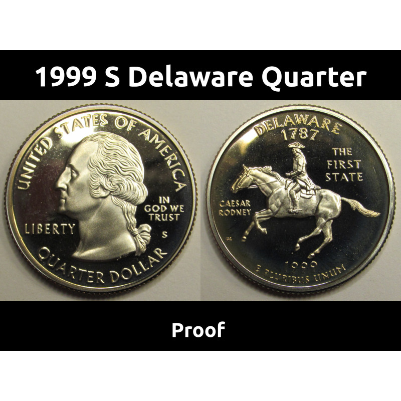 1999 S Delaware State Quarter - proof finish vintage American coin