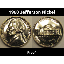 1960 Jefferson Nickel - vintage American proof coin