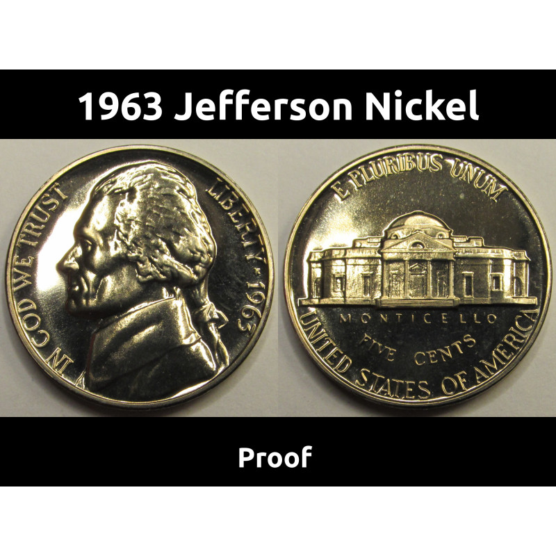 1963 Jefferson Nickel - vintage American proof coin