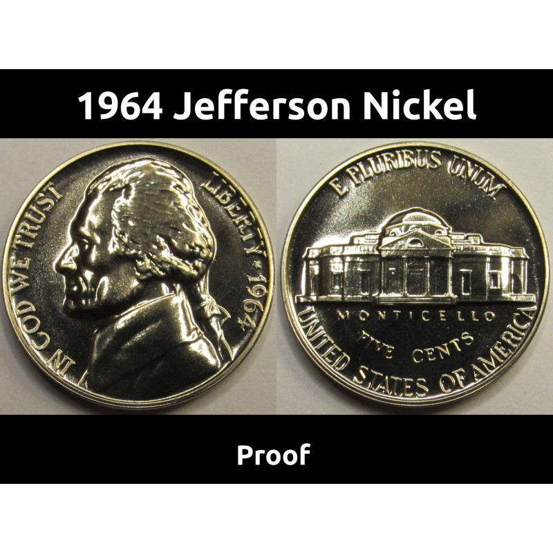 1964 Jefferson Nickel - vintage American proof coin
