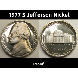 1977 S Jefferson Nickel - vintage American proof coin