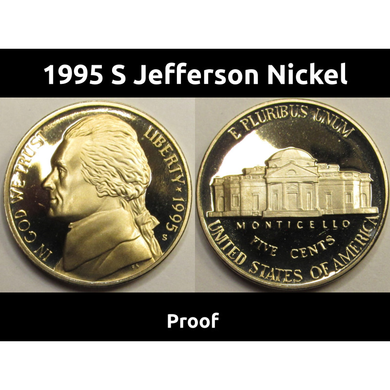 1995 S Jefferson Nickel - vintage American proof coin