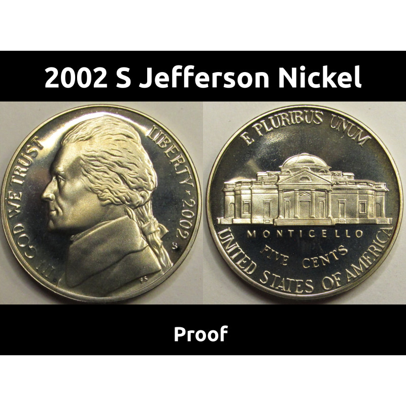 2002 S Jefferson Nickel - vintage American proof coin