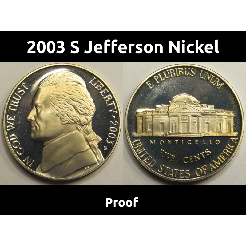 2003 S Jefferson Nickel - vintage American proof coin