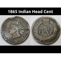 1865 Indian Head Cent - antique Civil War era old American penny