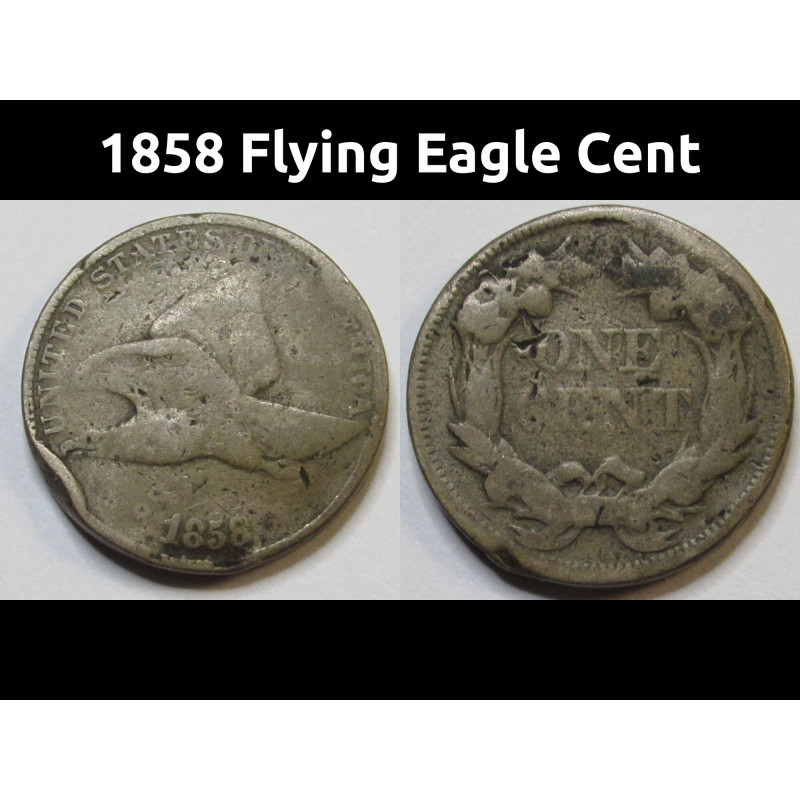 1858 Flying Eagle Cent - old pre Civil War era cupronickel penny coin