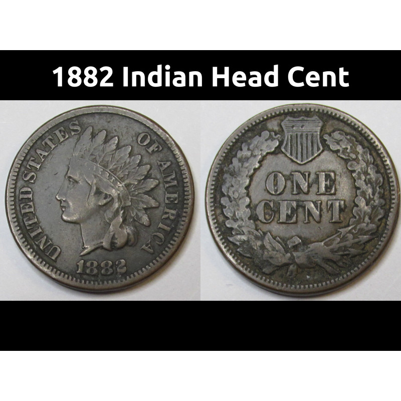 1882 Indian Head Cent - nicer condition full Liberty American penny coin